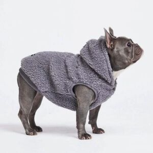 Grey Sherpa Dog Jacket With Hood, "Spark Paws" Brand, Size XL